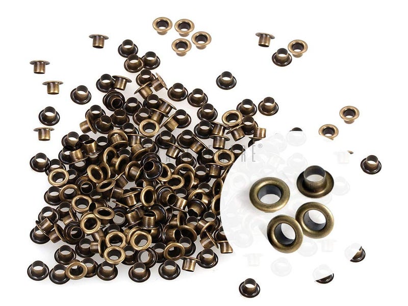 CRAFTMEMORE 2MM Hole 200PCS Tiny Grommets Eyelets Self Backing for Bead Cores, Clothes, Leather, Canvas (Antique Brass) - Image 1
